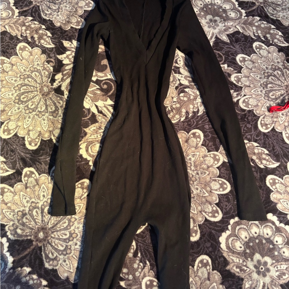 Fashion Nova Ribbed Black Jumpsuit